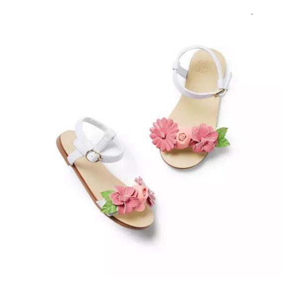 Janie & Jack Flower Sandal White Size 4K - Picture 1 of 6